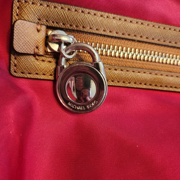 Michael Kors Kempton Red Nylon with Leather Accents Tote Bag - Picture 11 of 16